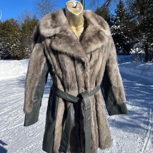 Vintage Short Cut Grey Mink and Leather Jacket